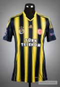 Raul Meireles navy and yellow Fenerbahce No.14 jersey v Arsenal in the UEFA Champions League at