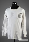 White Fulham No.3 home jersey circa 1960s, by Bukta, long-sleeved, embroidered cloth club badge