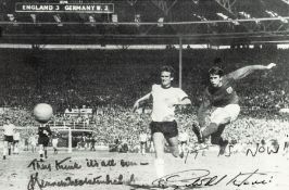 Geoff Hurst and Kenneth Wolstenholme signed and captioned b & w photograph of Hurst's famous 120th