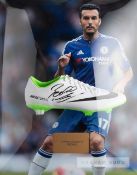 Pedro signed Nike Mercurial football boot,  the white Nike boot with green sole, signed in black