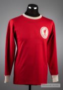 Red Liverpool No.4 home jersey mid-1960s, by Umbro, long-sleeved with embroidered cloth club badge