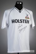 Paul Gascoigne signed white Tottenham Hotspur official retro 1991 FA Cup Final jersey v Nottingham