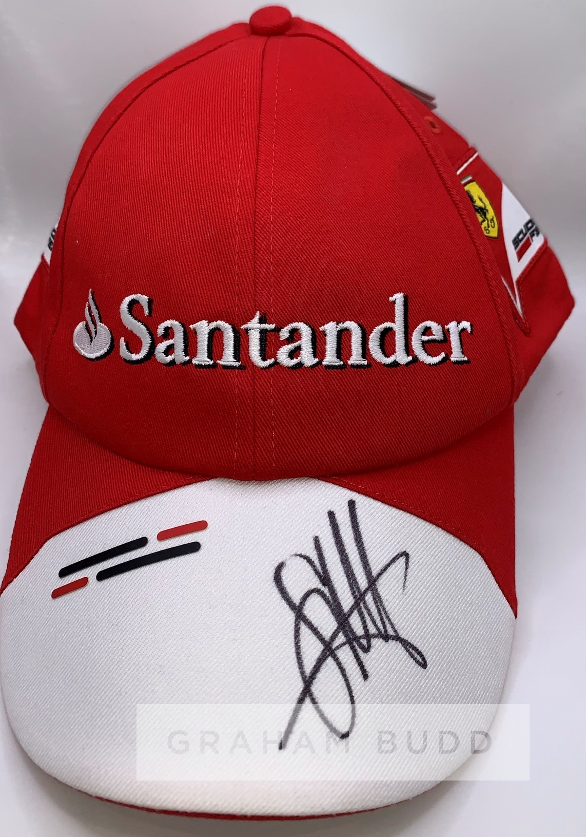 Sebastian Vettel (GER) signed Ferrari cap and photo, cap signed on peak in black marker pen, - Image 2 of 2