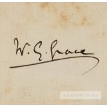 The signature of the cricketer W.G. Grace, signed in black ink on paper, framed & glazed,10cm.