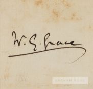 The signature of the cricketer W.G. Grace, signed in black ink on paper, framed & glazed,10cm.