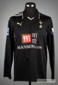 Alan Hutton black Tottenham Hotspur No.2 third choice away jersey, season 2008-09, long-sleeved,