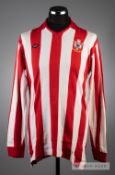 Red and white striped Southampton No.9 home jersey circa 1975, by Umbro, long-sleeved, embroidered