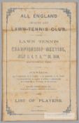 All England Croquet and Lawn Tennis Club Wimbledon programme, held on 5th to 12th July 1880, the