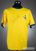 Charlie George signed yellow and blue Arsenal official retro 1971 FA Cup Final jersey v Liverpool
