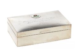 Silver cigarette box presented to Lancashire county cricketer Malcolm Hilton in 1950, typical