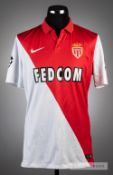 Nabil Dirar red and white AS Monaco No.7 jersey v Arsenal in the UEFA Champions League at Stade