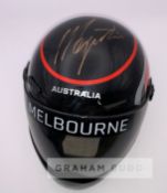 Giacomo Agostini (ITA) signed half-scale Australian Moto GP helmet, signed in gold marker pen on