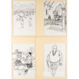 Original drawings by Reverend Frank Fisher for Nico Craven's Gloucestershire cricket related
