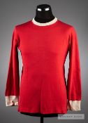 Bobby Charlton signed red Manchester United No.9 home jersey circa 1965, by Umbro, long-sleeved,