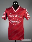 Geoff Hurst signed red Seattle Sounders No.9 jersey 1976, by Adidas, short-sleeved signed in black