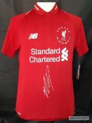 Mo Salah signed red Liverpool 2018-19 Champions League special edition commemorative jersey, short-