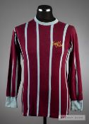 Claret and blue striped Crystal Palace No.11 home jersey circa 1968, long-sleeved, inscribed in gold