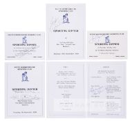 Collection of sporting autographs, Including 31 autographed Sporting Dinner menus from the 1990s/