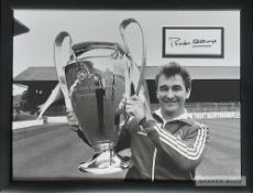 Brian Clough signed Nottingham Forest 1978 European Cup winners photograph, b & w study featuring