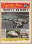 Large collection of Motoring News from the late 1980s/1990s, newspaper-style weekly magazine, in two
