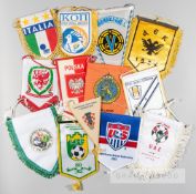 Collection of table flags relating to various Football Associations displayed at dinner/functions/