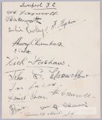 Liverpool FC signed album page circa 1923, large 6 by 5in. double sided page, to include an