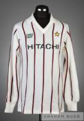 Mario Tassotti white with red and black stripe AC Milan No.3 away jersey season 1982-83, long-