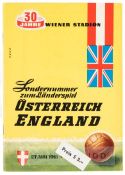 Match programme for the 1961 International friendly between Austria and England at Praterstadion,