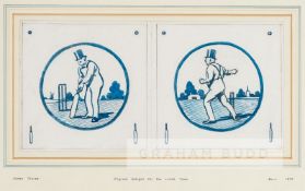 James Thorpe (1876-1949) ORIGINAL DESIGNS FOR TILES AT LORD'S CRICKET GROUND blue wash heightened