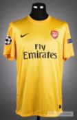 Wojciech Szczesny yellow Arsenal No.1 third choice goalkeepers jersey, UEFA Champions League 2012-