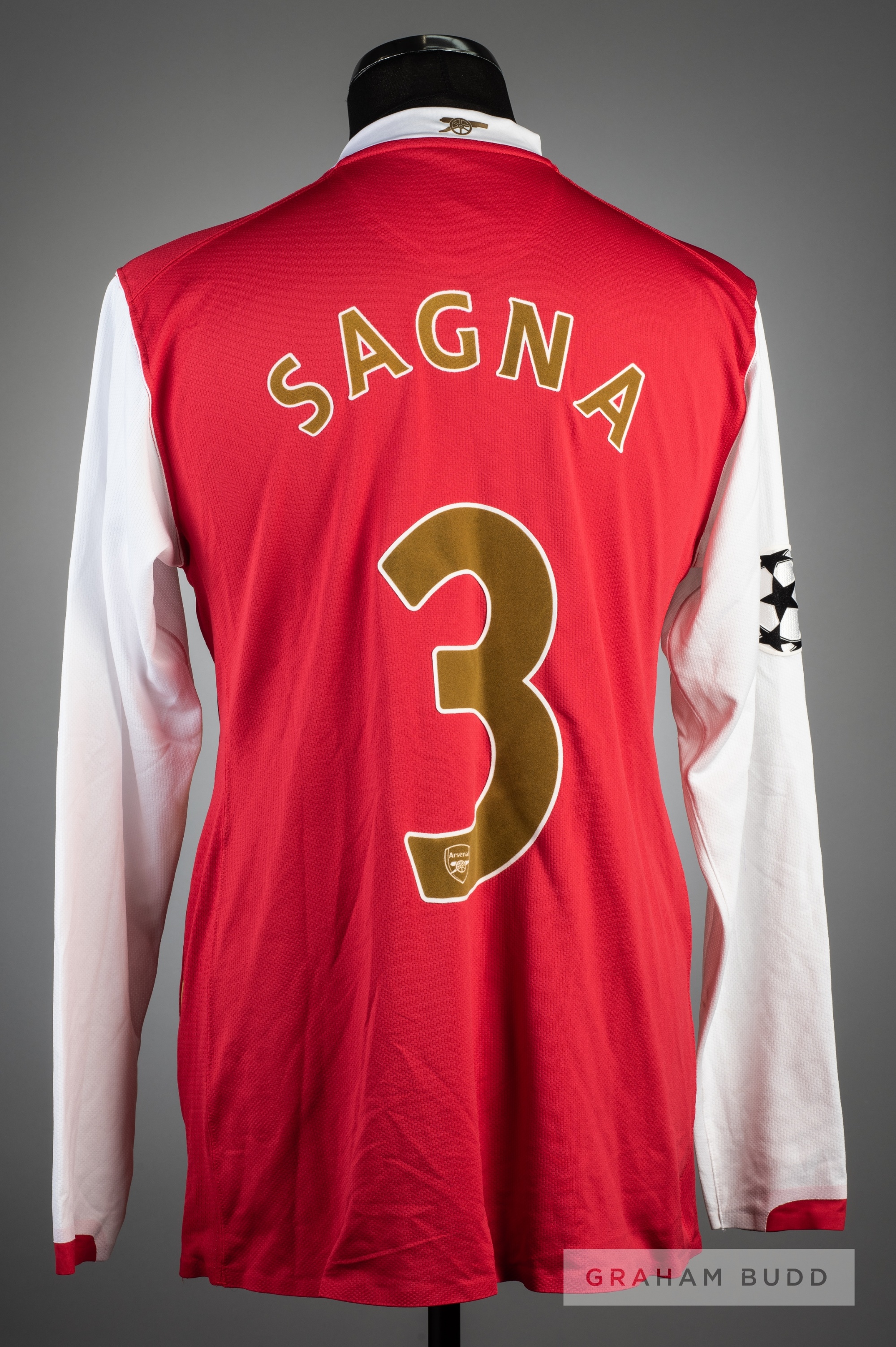 Bacary Sagna red and white Arsenal No.3 jersey v Bucharest in the UEFA Champions League at - Image 2 of 2