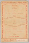 Reading v Luton Town programme, played at Caversham Cricket Ground on 16th November 1895, in the