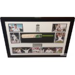 Andrew 'Freddie' Flintoff signed mini cricket bat and photograph display, comprising five action