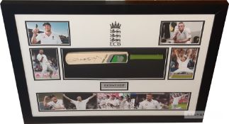 Andrew 'Freddie' Flintoff signed mini cricket bat and photograph display, comprising five action