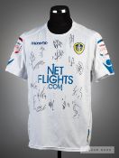 Bradley Johnson and squad signed white Leeds United No.16 jersey, season 2010-11, short-sleeved,