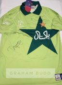 Waqar Younis (Pakistan) signed 2019 World Cup retro shirt, of same design as that for 1999 World Cup