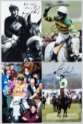 Collection of 35 signed photographs of legendary National Hunt moments and personalities, in b&w
