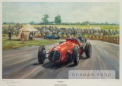 Limited edition Alan Fearnley print titled GRANDE EPREUVE, signed by the artist and the subject