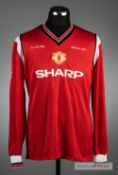 Mike Duxbury red Manchester United No.12 substitute's jersey from the 1985 FA Cup final, by