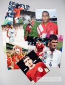 Signed Liverpool colour photographs of legendary players, varying sizes, 12 by 8in and 10 by 8in.,