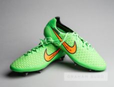 John Terry signed Nike Magista green match-issued boots, the green boots with orange Nike logo, each