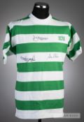 Signed green and white hoop Celtic retro jersey from 1967 European Cup Final v Inter Milan, played