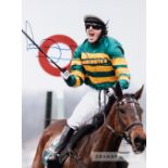 Champion Jockeys Tony McCoy and Ryan Moore signed photographs, 16 by 12in. signed photographs, COA