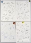 Football autograph cards signed by leading European teams, circa 1990-2000, 12 by 8in. includes