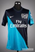 Tomas Rosicky black and turquoise Arsenal No.7 away jersey, season 2011-12, short-sleeved, with