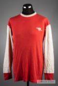 Red and white Arsenal No.6 home jersey circa 1967, by Umbro, long-sleeved, embroidered cannon