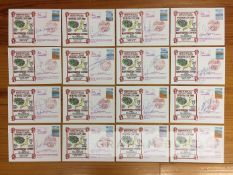 Set of 16 Manchester United 1999 Treble winners signed First Day Covers, marking their appearance in