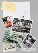 Autographed motor racing memorabilia, including: album pages signed by Jacky Ickx, Jean Alesi &