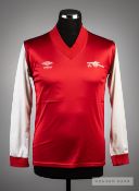 A red and white unnumbered Arsenal home player spec jersey circa 1983, long-sleeved, with club crest