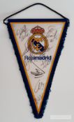 Real Madrid FC pennant signed by nine legends and ‘Galacticos’, comprising Roberto Carlos, Raul,